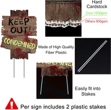Load image into Gallery viewer, GABOSS Halloween Decorations Beware Signs Yard Stakes Outdoor Creepy Assorted Warning Sign,Scary Zombie Theme Party Decor Supplies,3 Pieces,12 Inch x 9 Inch